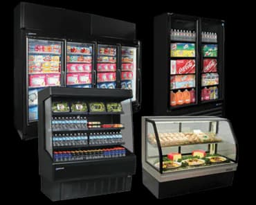 Reach-in cooler merchandiser detail