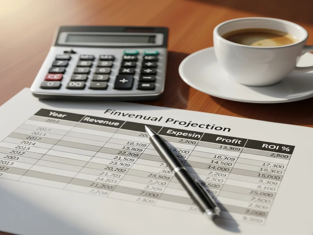 Financial projections spreadsheet with ROI calculations for a convenience store development project