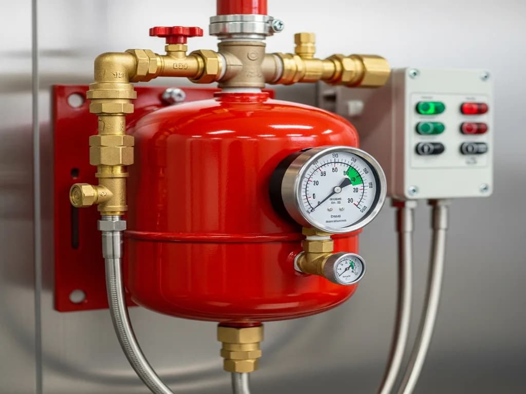 Wet chemical fire suppression tank and control panel for a commercial vent hood system