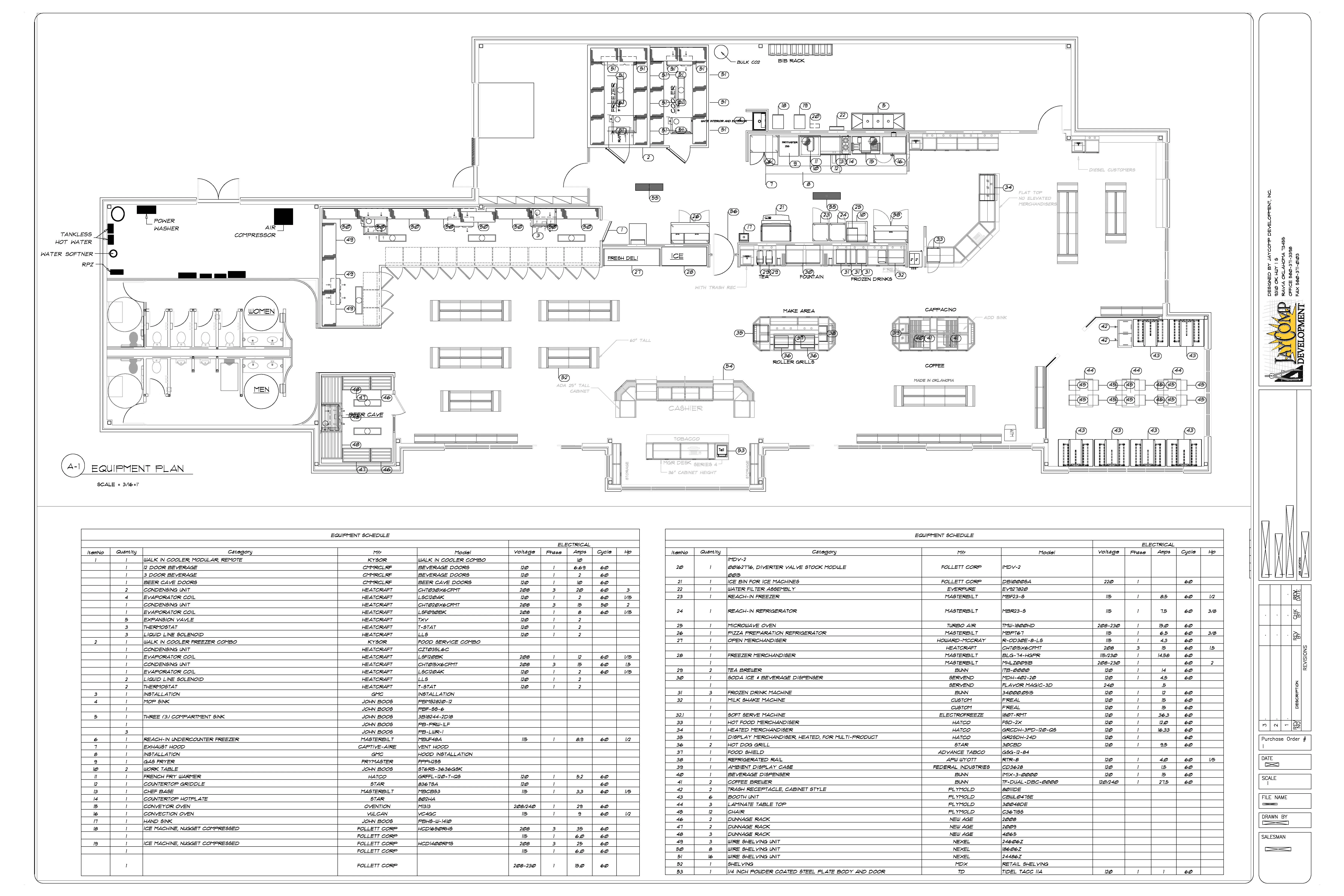 Equipment packages floor plan in a liquor store