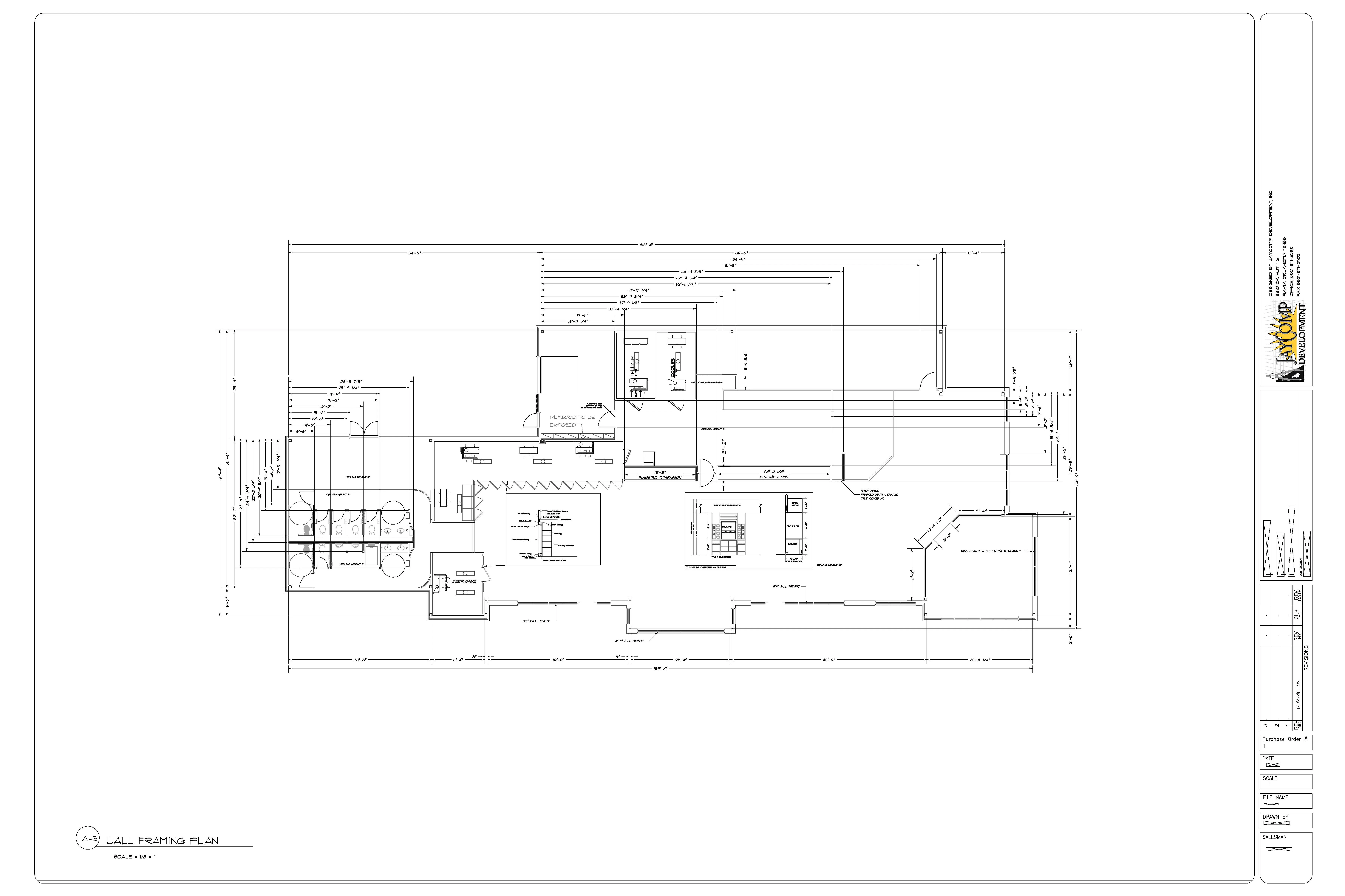 Framing layout floor plan in a liquor store