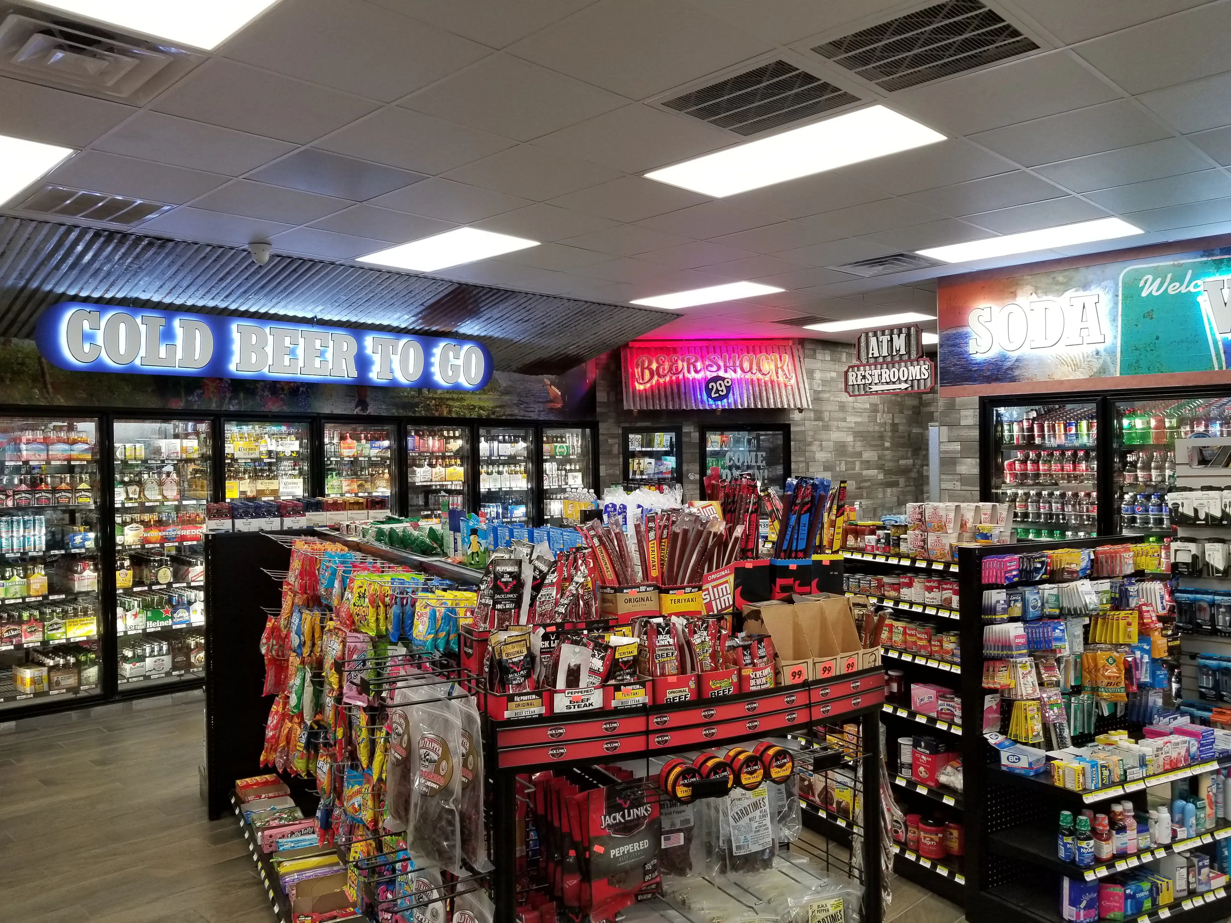 Walk in cooler in a convenience store