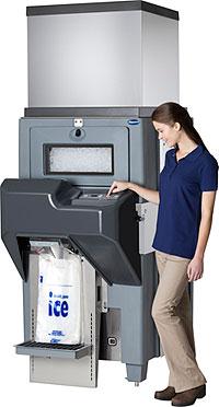 woman using the db100sa and db650sa follett ice machines