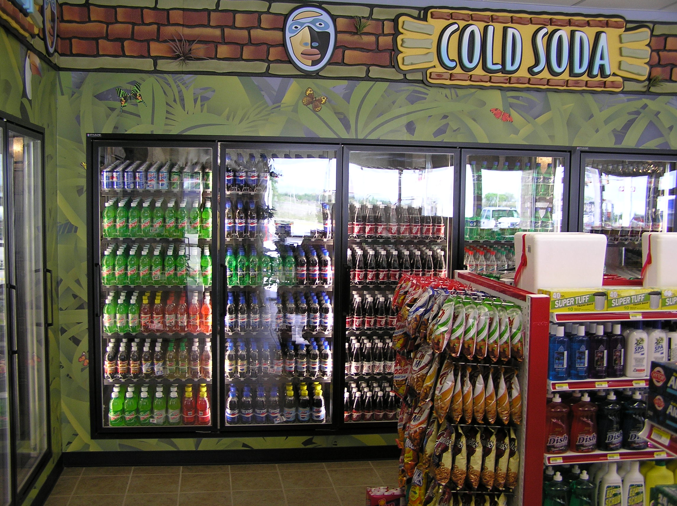 rainforest convenience store display featuring styleline doors